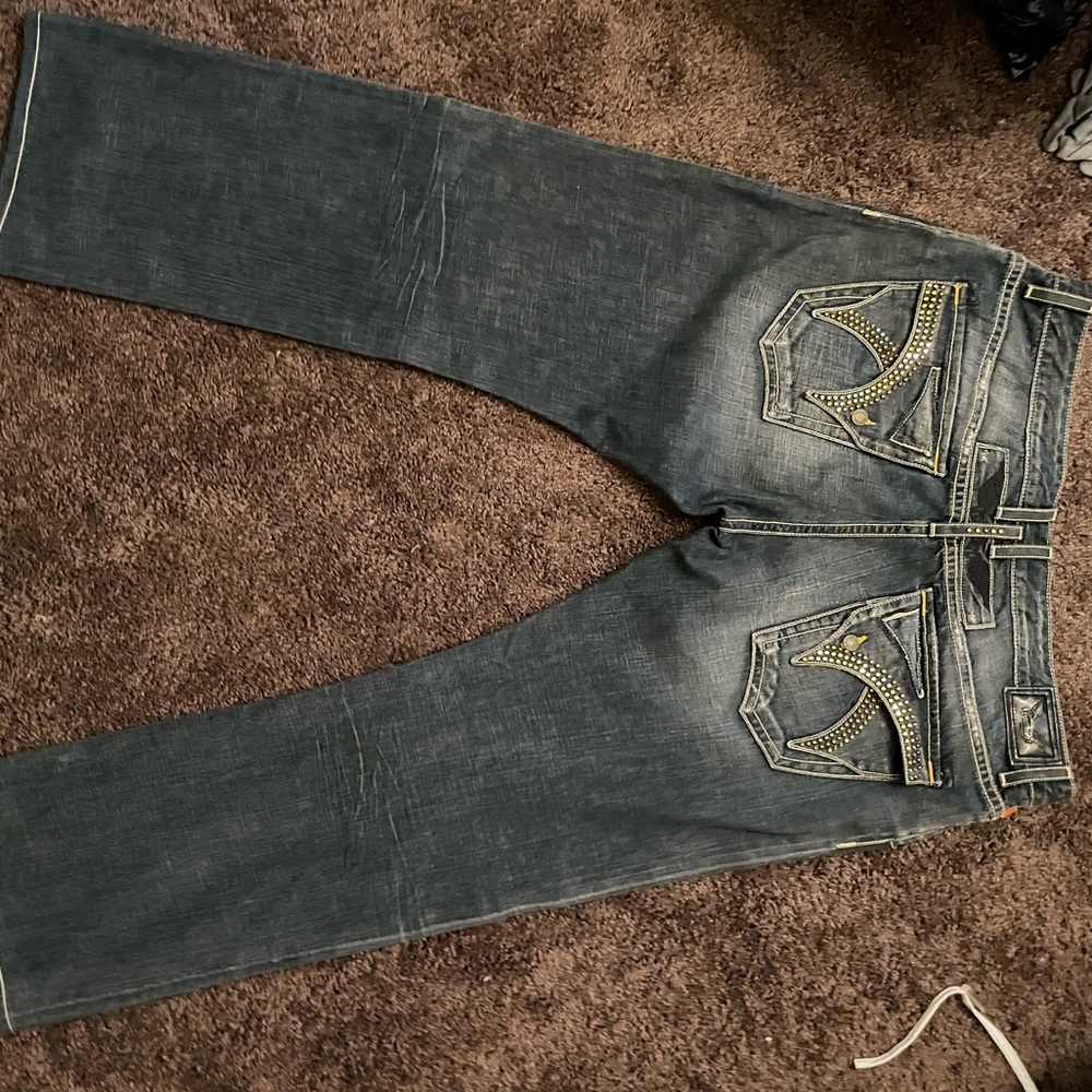 Men’s Studded Rhinestone Robin Jeans - Picture 4 of 14